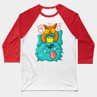 Dog loves Cat - Sleeping cat Baseball T-Shirt